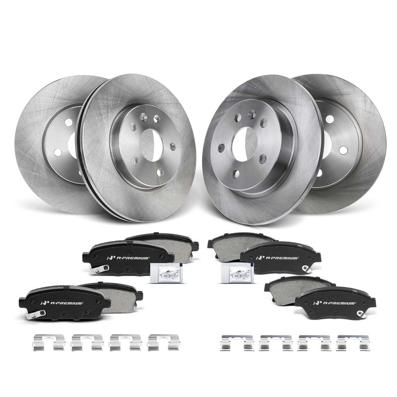 Front & Rear Disc Brake Rotors & Ceramic Brake Pads for Chevrolet Cruze 11-16