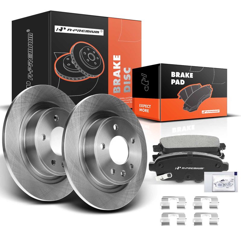 Rear Disc Brake Rotors & Ceramic Brake Pads for Chevrolet Volt Cadillac Buick