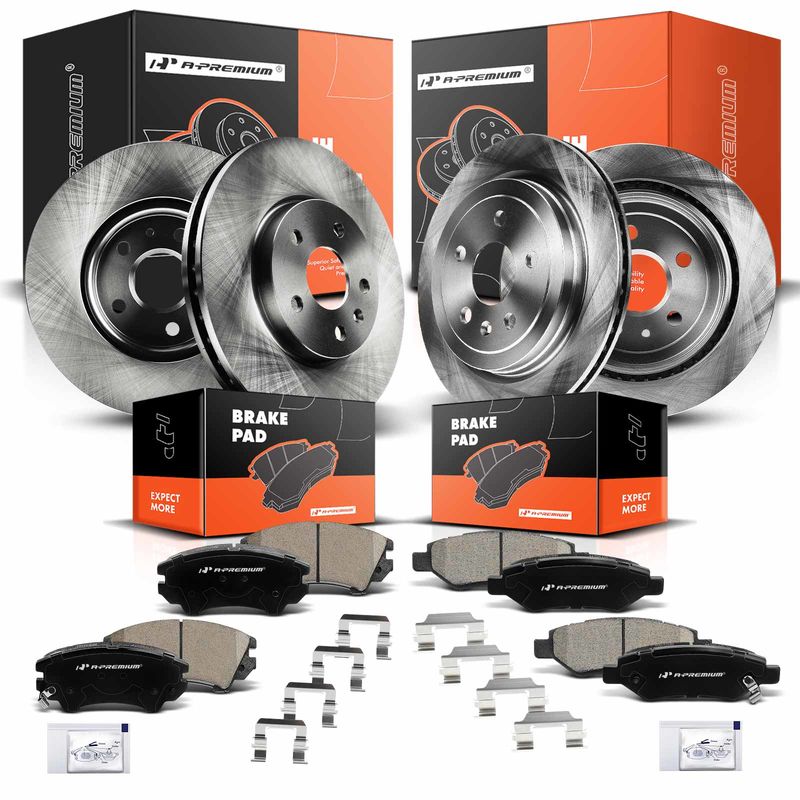 Front & Rear Disc Brake Rotors & Ceramic Brake Pads for Chevrolet Camaro 10-15