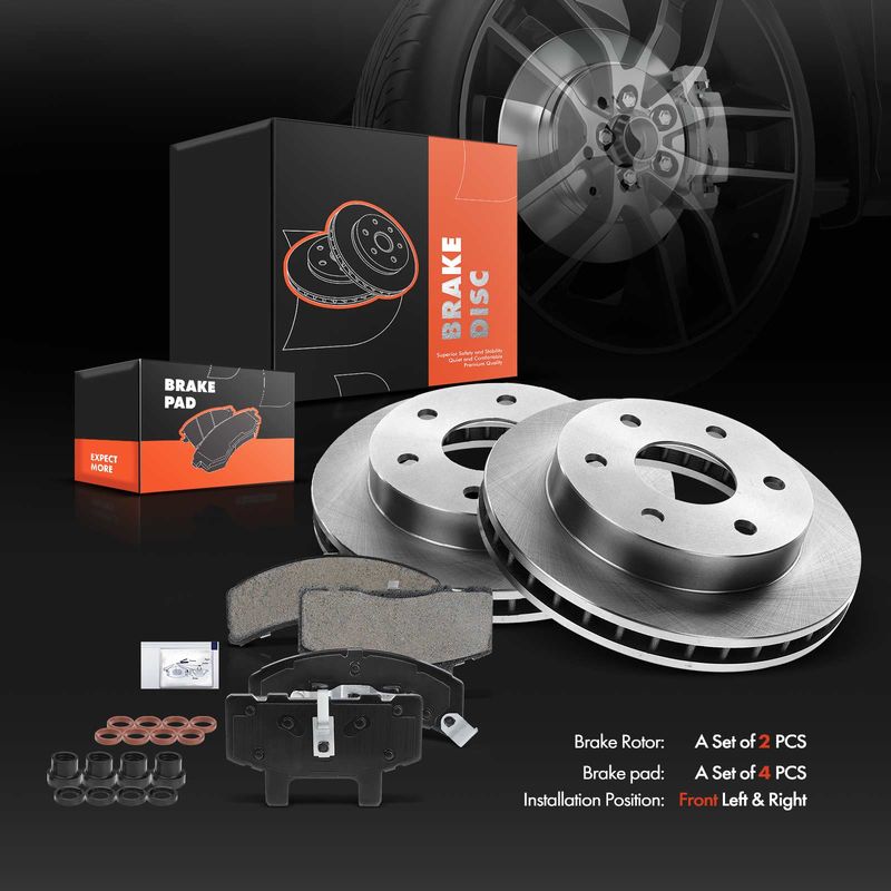 Front Disc Brake Rotors & Ceramic Brake Pads for Chevrolet K1500 Tahoe GMC