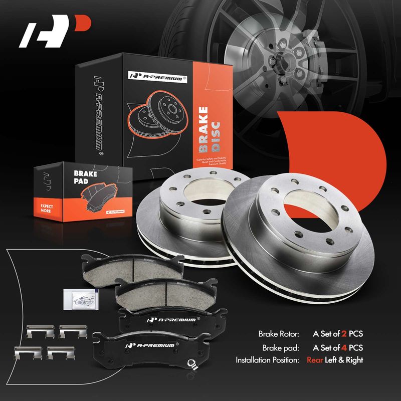 Rear Disc Brake Rotors & Ceramic Brake Pads for Chevrolet Silverado 1500 HD GMC