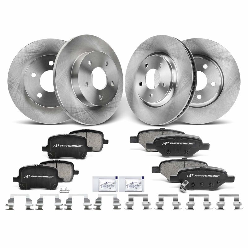 Front & Rear Disc Brake Rotors & Ceramic Brake Pads for Chevrolet Cobalt Pontia