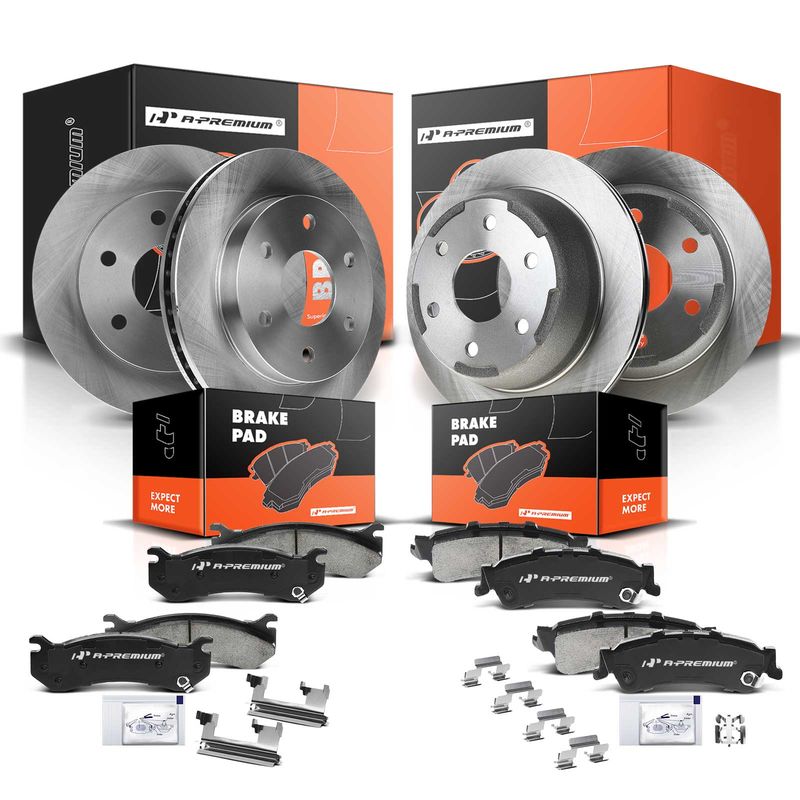 Front & Rear Disc Brake Rotors & Ceramic Brake Pads for Chevrolet Silverado 1500