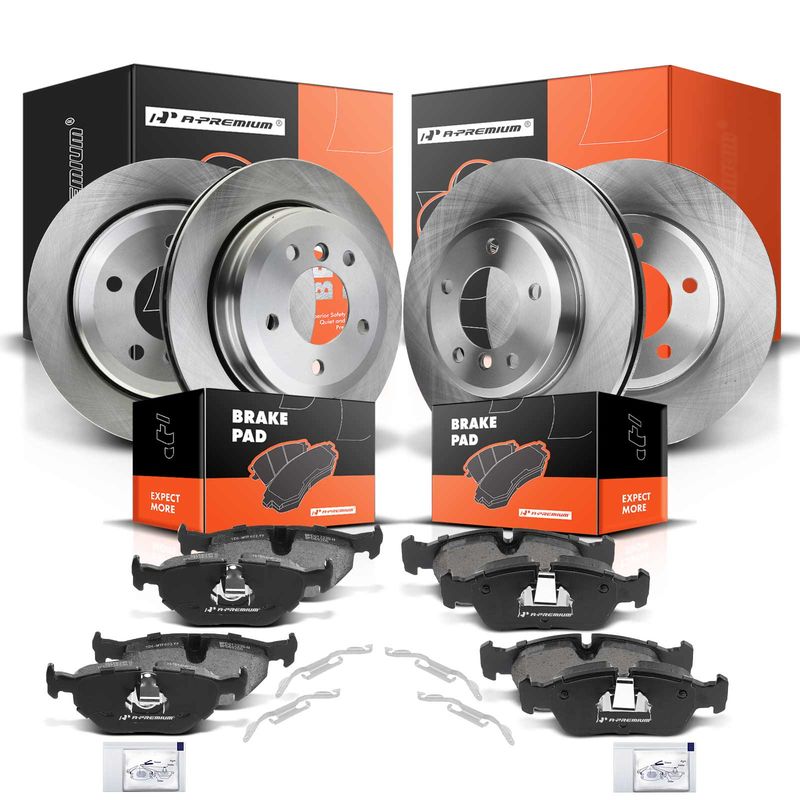 Front & Rear Disc Brake Rotors & Ceramic Brake Pads for BMW 325xi 01-05 2.5L AWD