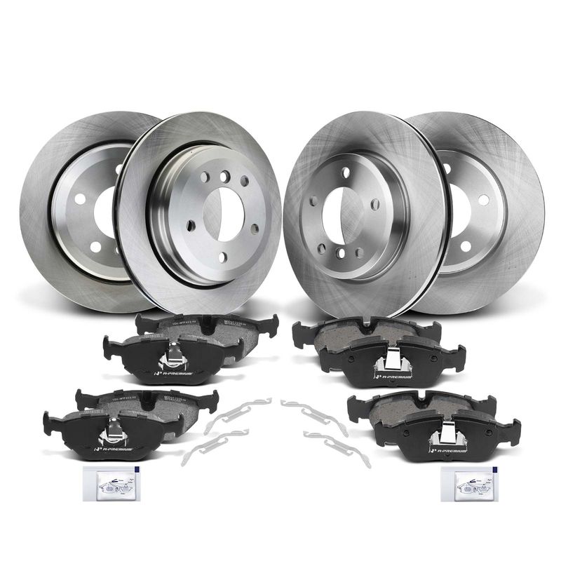Front & Rear Disc Brake Rotors & Ceramic Brake Pads for BMW 325xi 01-05 2.5L AWD