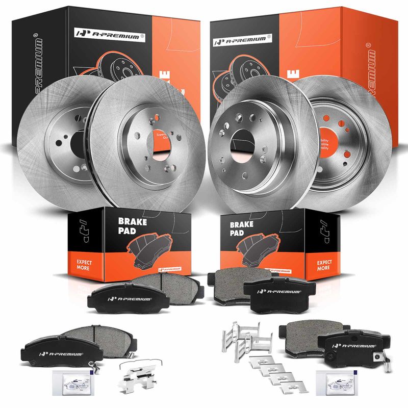 Front & Rear Disc Brake Rotors & Ceramic Brake Pads for Acura TL 2004-2008 3.2L