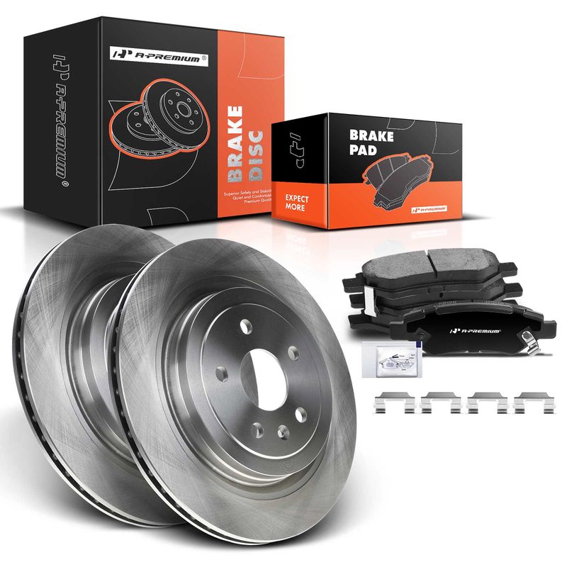 Rear Disc Brake Rotors & Ceramic Brake Pads for Cadillac CTS 2008-2014