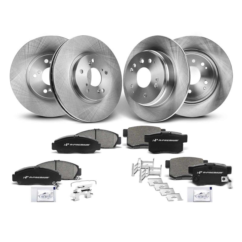Front & Rear Disc Brake Rotors & Ceramic Brake Pads for Acura TL 2004-2008 3.2L
