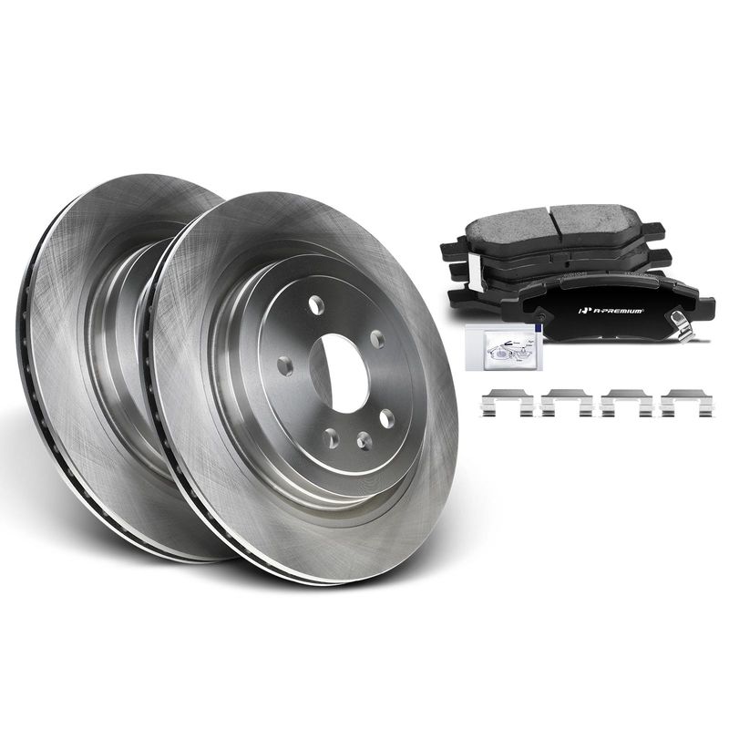 Rear Disc Brake Rotors & Ceramic Brake Pads for Cadillac CTS 2008-2014