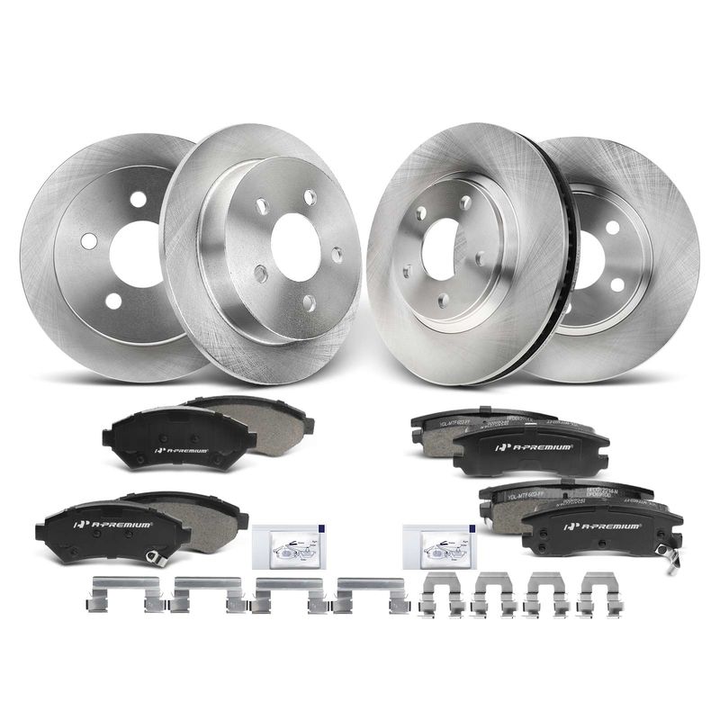 Front & Rear Disc Brake Rotors & Ceramic Brake Pads for Chevrolet Impala Olds