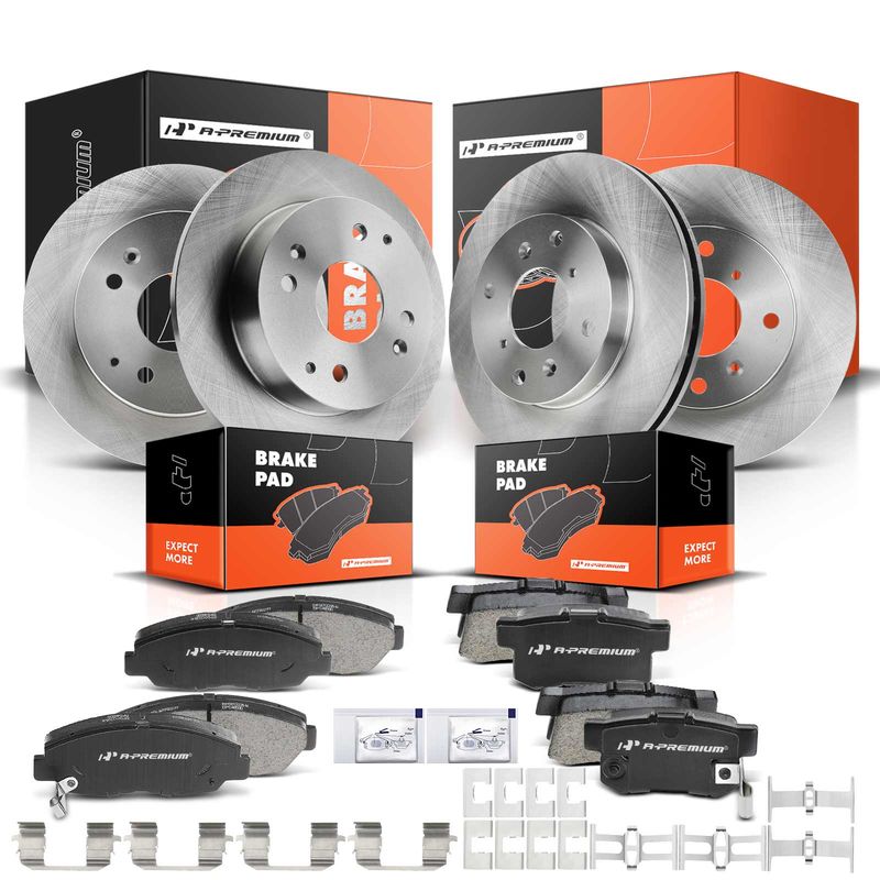 Front & Rear Disc Brake Rotors & Ceramic Brake Pads for Acura CL 1998-1999 Honda