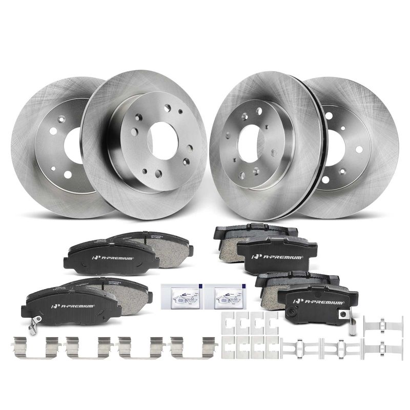 Front & Rear Disc Brake Rotors & Ceramic Brake Pads for Acura CL 1998-1999 Honda