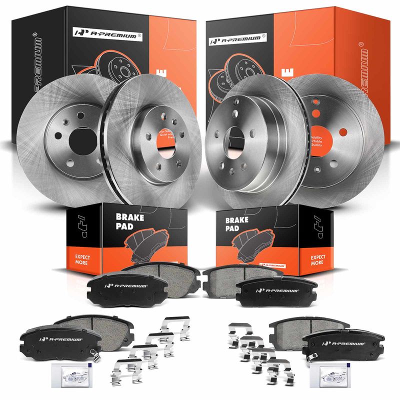 Front & Rear Disc Brake Rotors & Ceramic Brake Pads for Chevrolet Equinox GMC