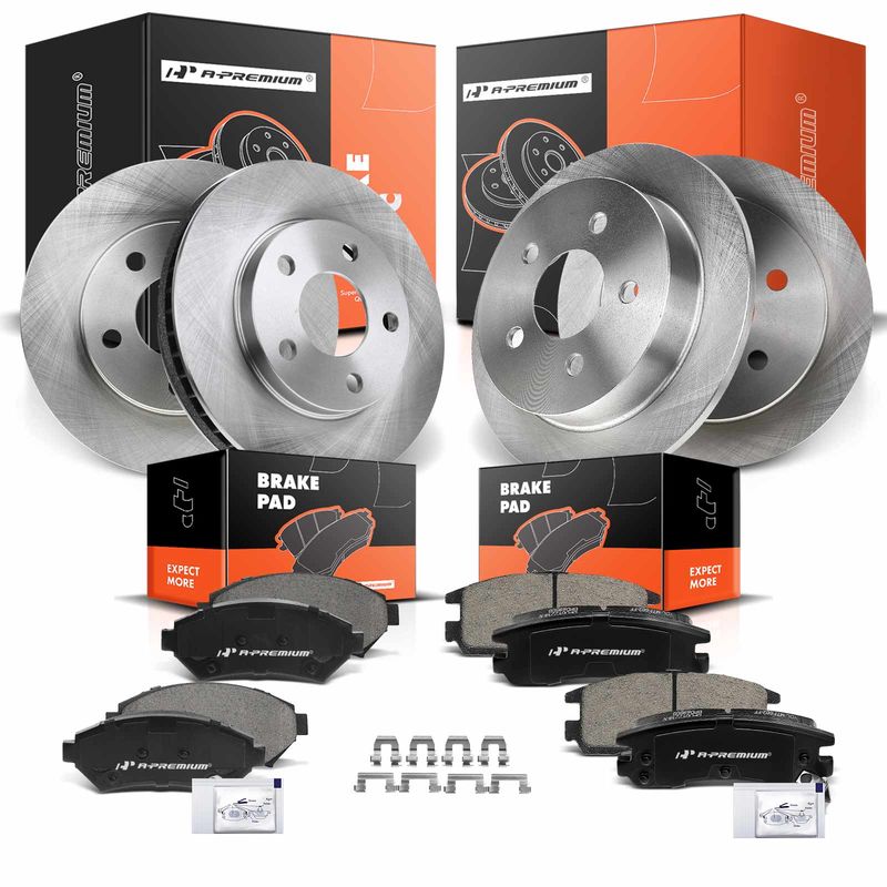 Front & Rear Disc Brake Rotors & Ceramic Brake Pads for Buick Regal 97-04