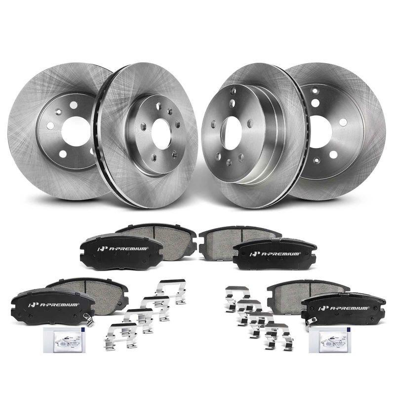 Front & Rear Disc Brake Rotors & Ceramic Brake Pads for Chevrolet Equinox GMC