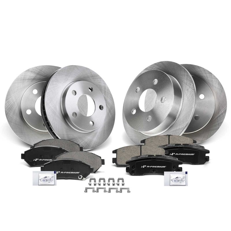 Front & Rear Disc Brake Rotors & Ceramic Brake Pads for Buick Regal 97-04