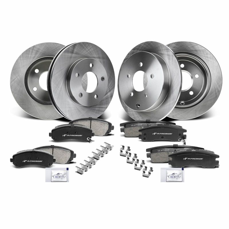 Front & Rear Disc Brake Rotors & Ceramic Brake Pads for Buick Rendezvous Aztek