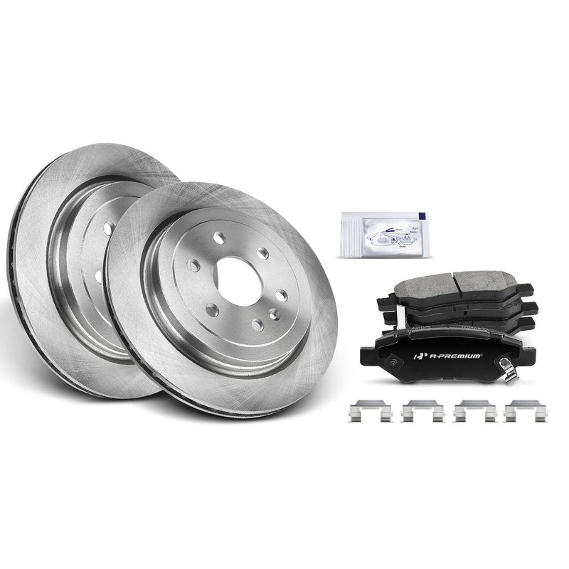 Rear Disc Brake Rotors & Ceramic Brake Pads for Cadillac SRX 2010-2015 Saab 9-4X