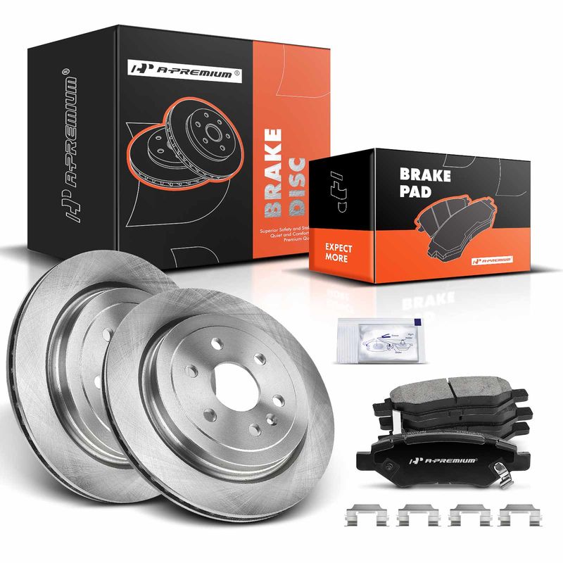 Rear Disc Brake Rotors & Ceramic Brake Pads for Cadillac SRX 2010-2015 Saab 9-4X