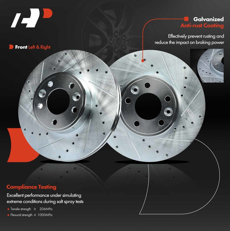 Front Drilled Brake Rotors for Ford Crown Victoria Lincoln Town Car Mercury