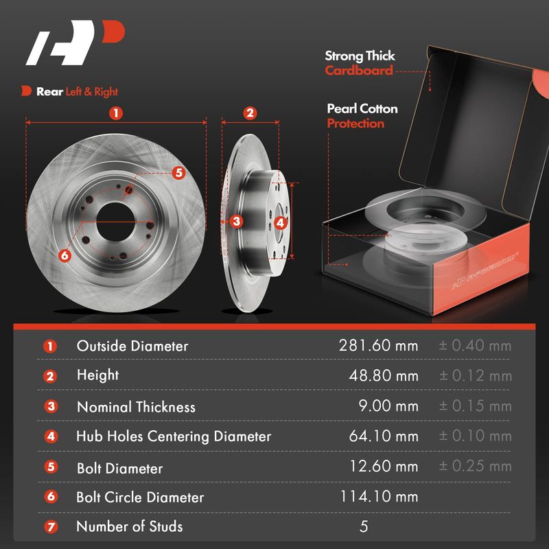 Rear Disc Brake Rotors & Ceramic Brake Pads for Acura TSX Honda Accord
