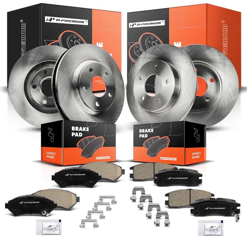 Front & Rear Disc Brake Rotors & Ceramic Brake Pads for Buick LeSabre Park Avenue