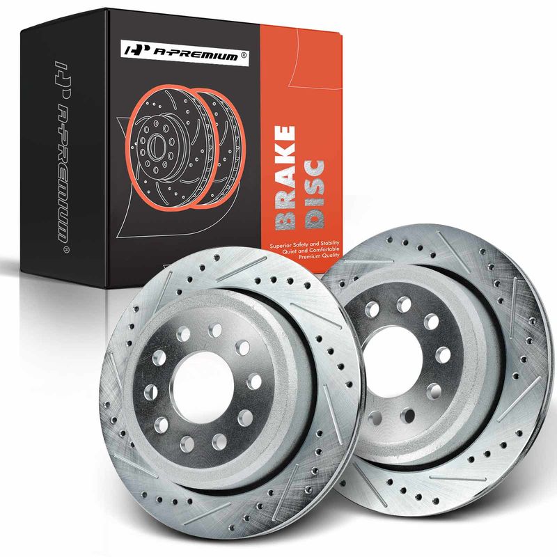Rear Drilled Brake Rotors for Lincoln Town Car 2003-2011 V8 4.6L