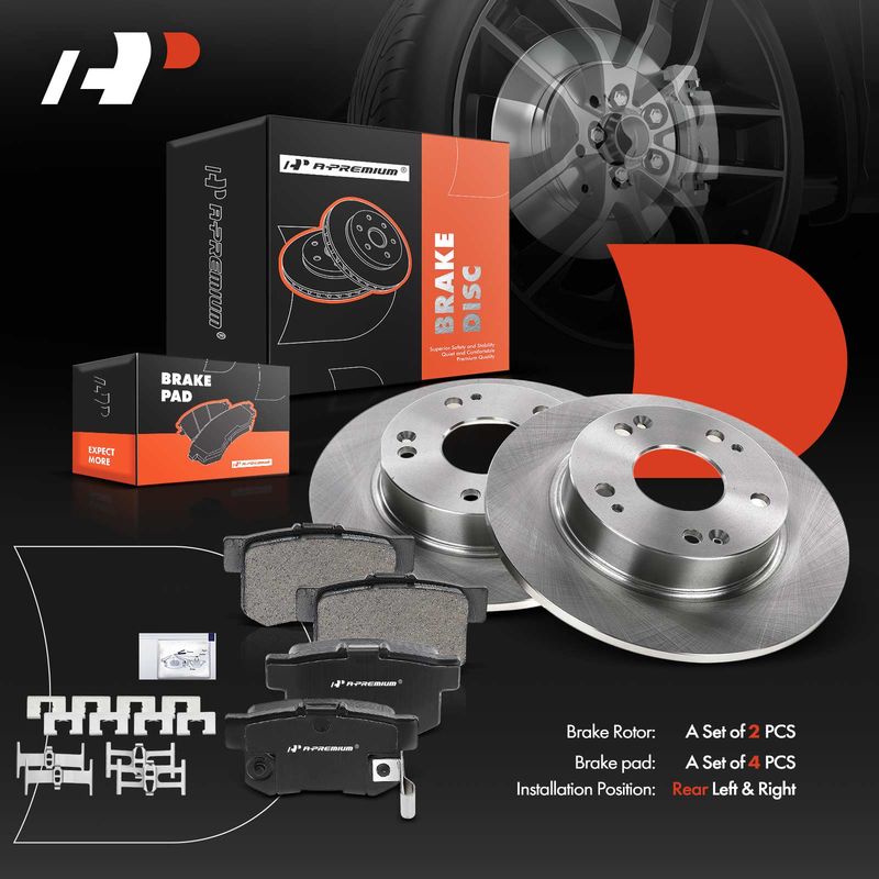 Rear Disc Brake Rotors & Ceramic Brake Pads for Acura CSX 06-11 Honda Civic
