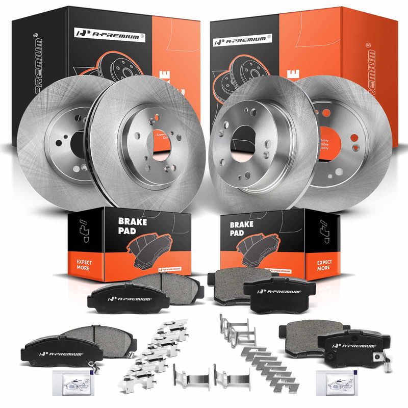 Front & Rear Disc Brake Rotors & Ceramic Brake Pads for Acura TSX 04-08 Honda