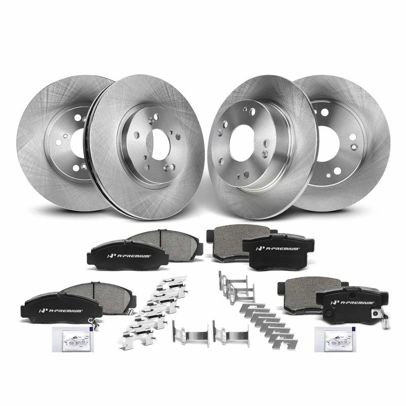 Front & Rear Disc Brake Rotors & Ceramic Brake Pads for Acura TSX 04-08 Honda