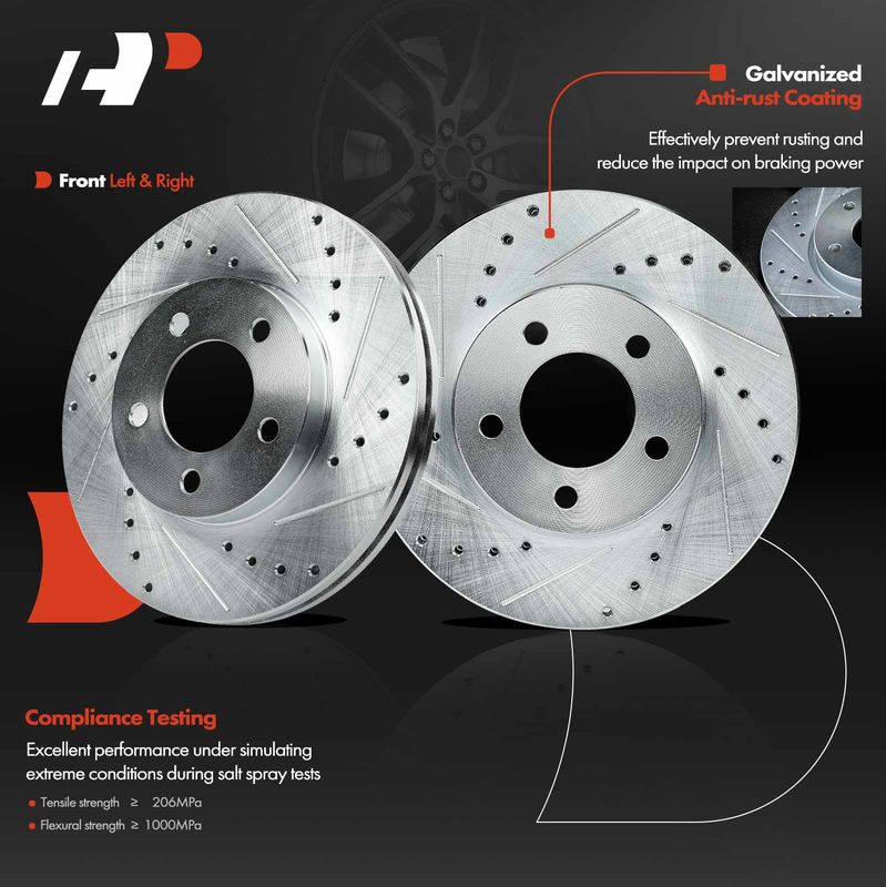 Front Drilled Brake Rotors for Ford Taurus 1994-2000 Windstar Mercury Lincoln