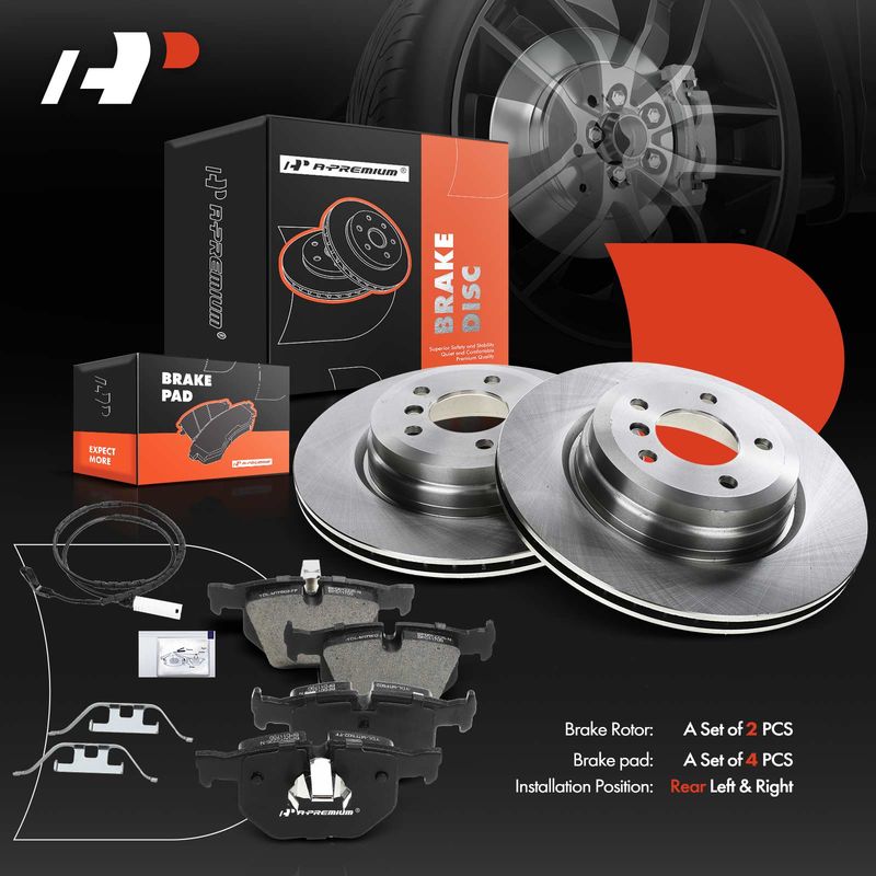 Rear Disc Brake Rotors & Ceramic Brake Pads for BMW 330i 330xi 335d 335is X1 E90