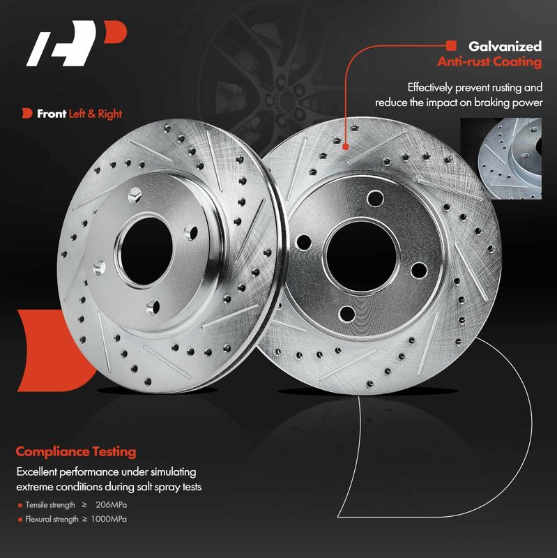 Front Drilled Brake Rotors for Ford Focus 2000-2004 Excluding SVT