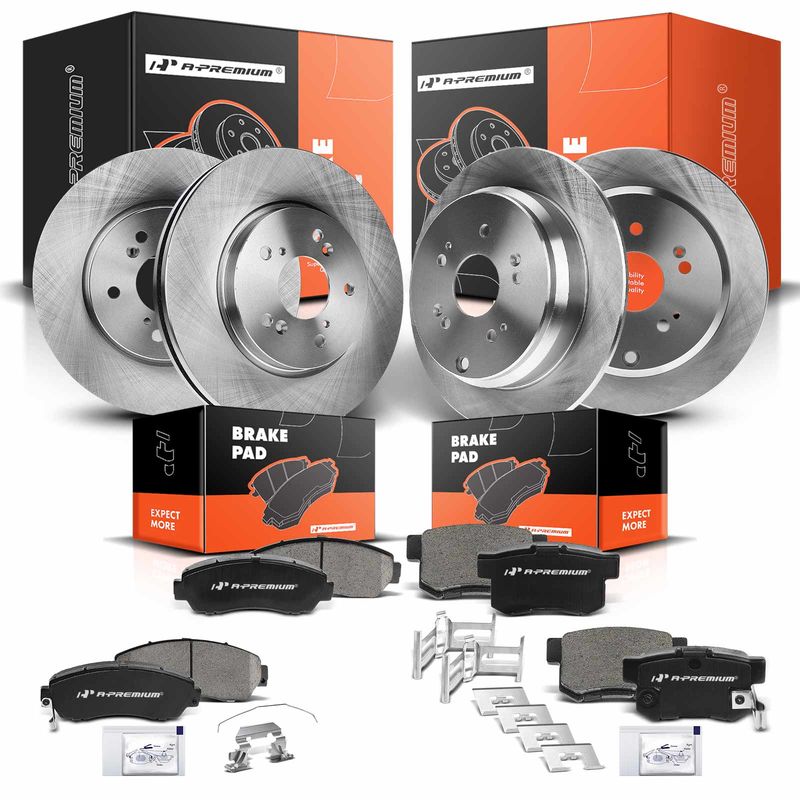 Front & Rear Disc Brake Rotors & Ceramic Brake Pads for Acura RDX 07-12 L4 2.3L