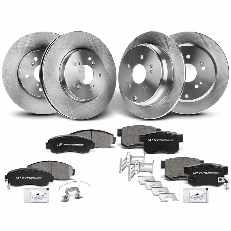 Front & Rear Disc Brake Rotors & Ceramic Brake Pads for Acura RDX 07-12 L4 2.3L