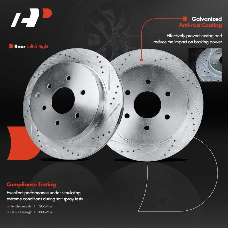 Rear Drilled Brake Rotors for Nissan Armada 2017-2021 INFINITI QX56 QX80