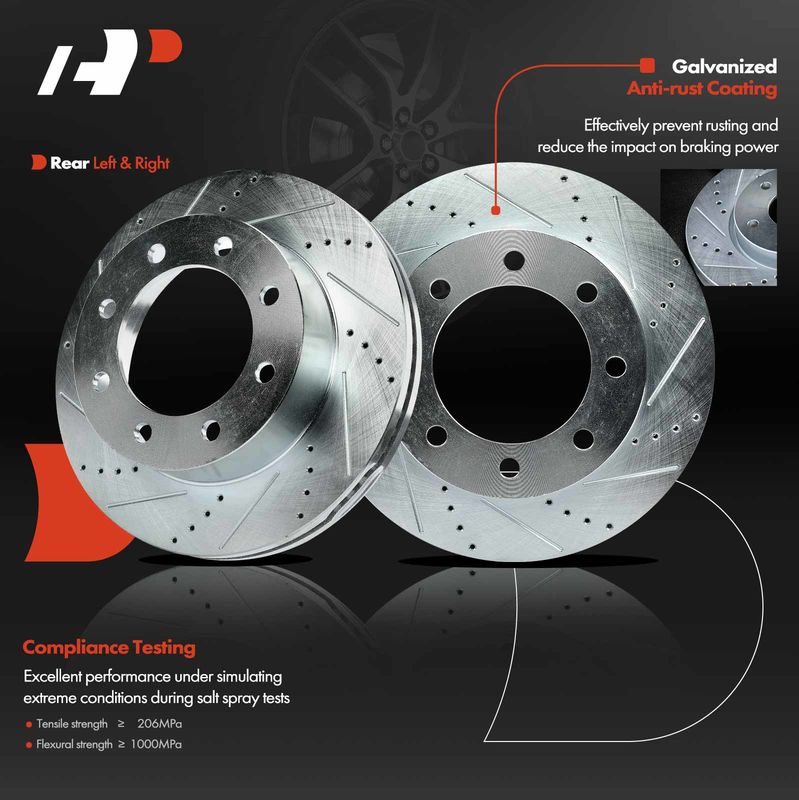 Front Drilled Brake Rotors for Ford F-350 Super Duty 2005-2013 F-450 Super Duty