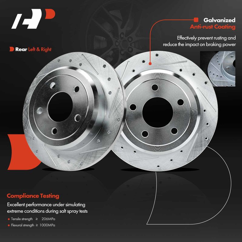 Rear Drilled Brake Rotors for Ford Lincoln Town Car Mercury Grand Marquis