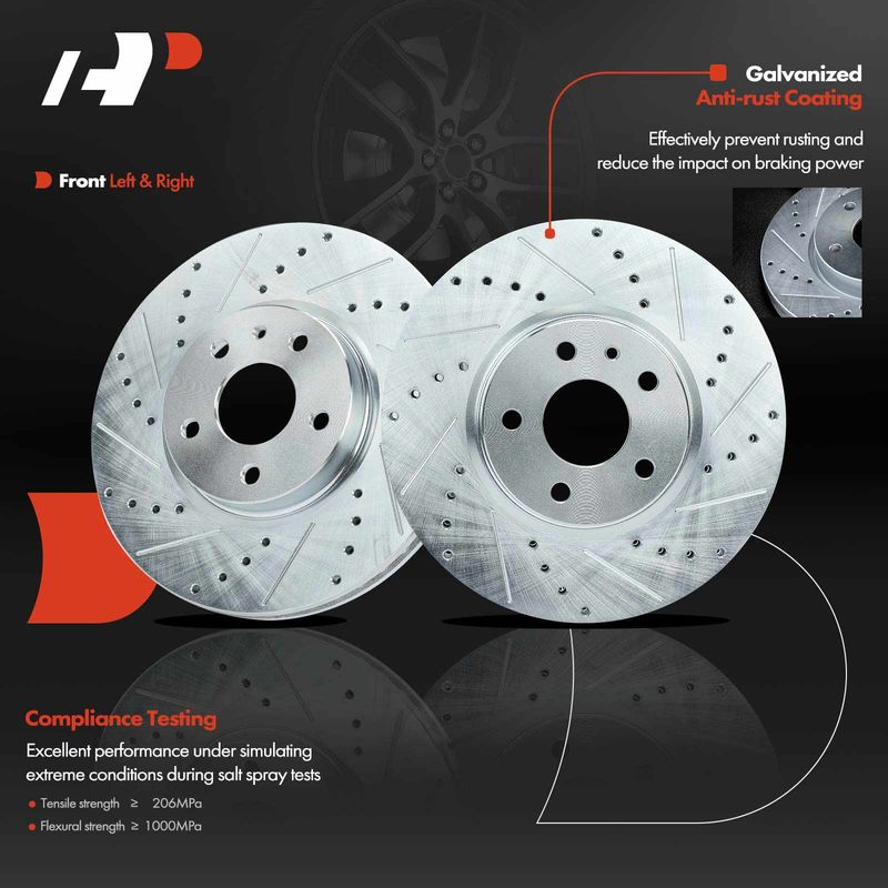 Front Drilled Brake Rotors for Ford Fusion 2013-2020 Lincoln MKZ 2013-2016