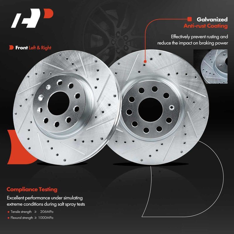 Front Drilled Brake Rotors for Audi A3 Q3 TT Quattro Volkswagen Passat