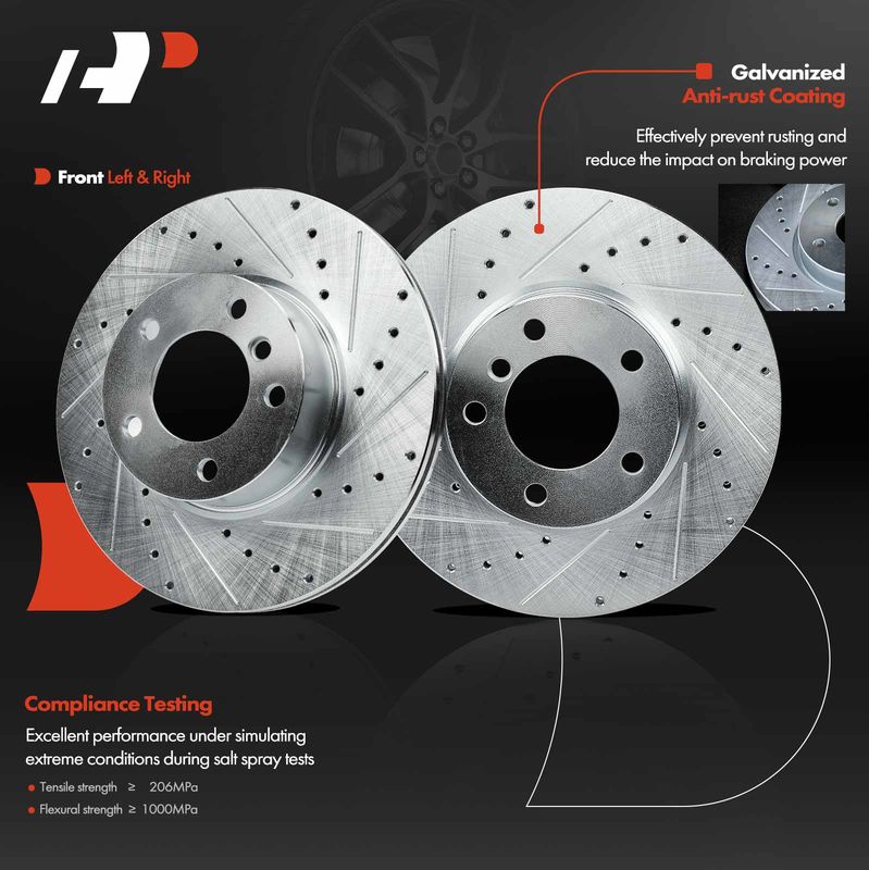 Front Drilled Brake Rotors for BMW 228i 230i 320i 323i 328d 328xi 428i 430i X1