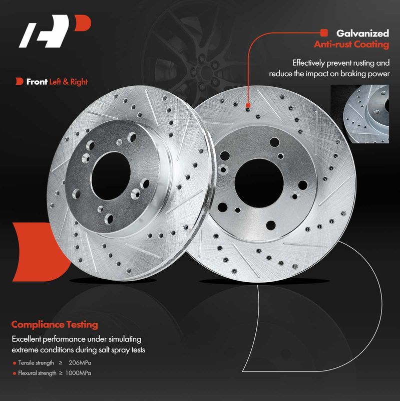 Front Drilled Brake Rotors for Honda Civic 2012-2015 Acura ILX 2013-2015