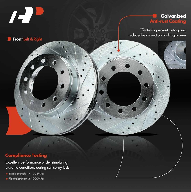 Front Drilled Brake Rotors for Ford F-350 Super Duty 2015-2016 F-450 Super Duty