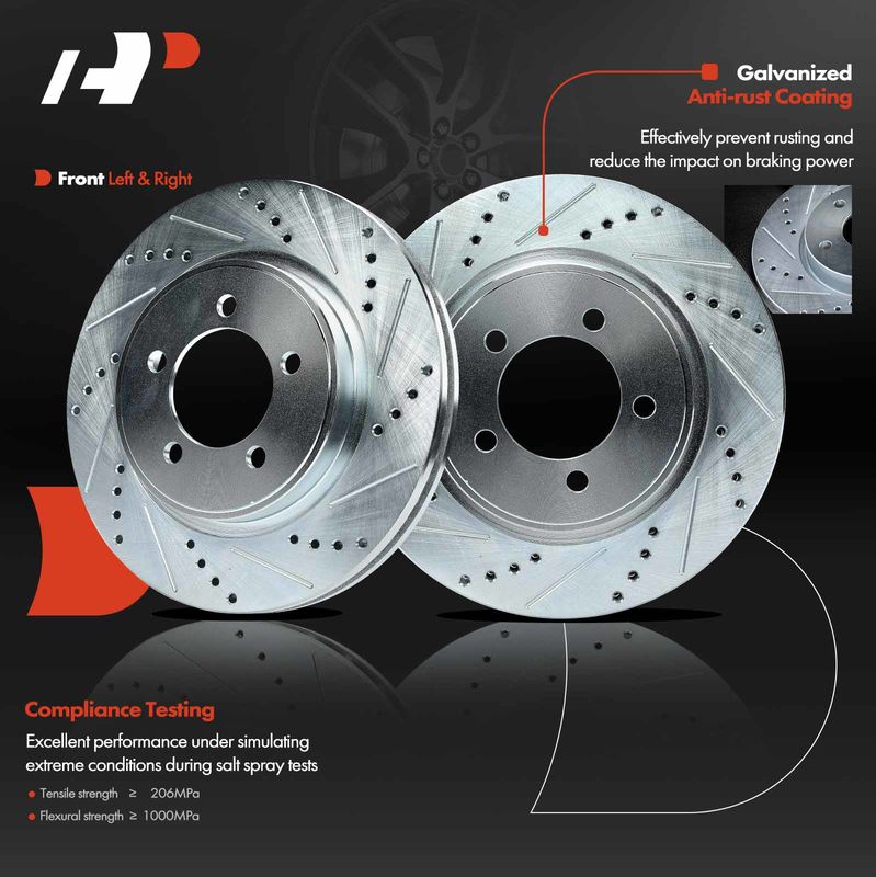 Front Drilled Brake Rotors for Ford Explorer 2006-2010 Mercury Mountaineer