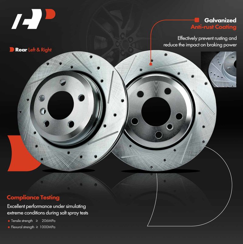 Rear Drilled Brake Rotors for BMW X3 2004-2011 L6 2.5L 3.0L