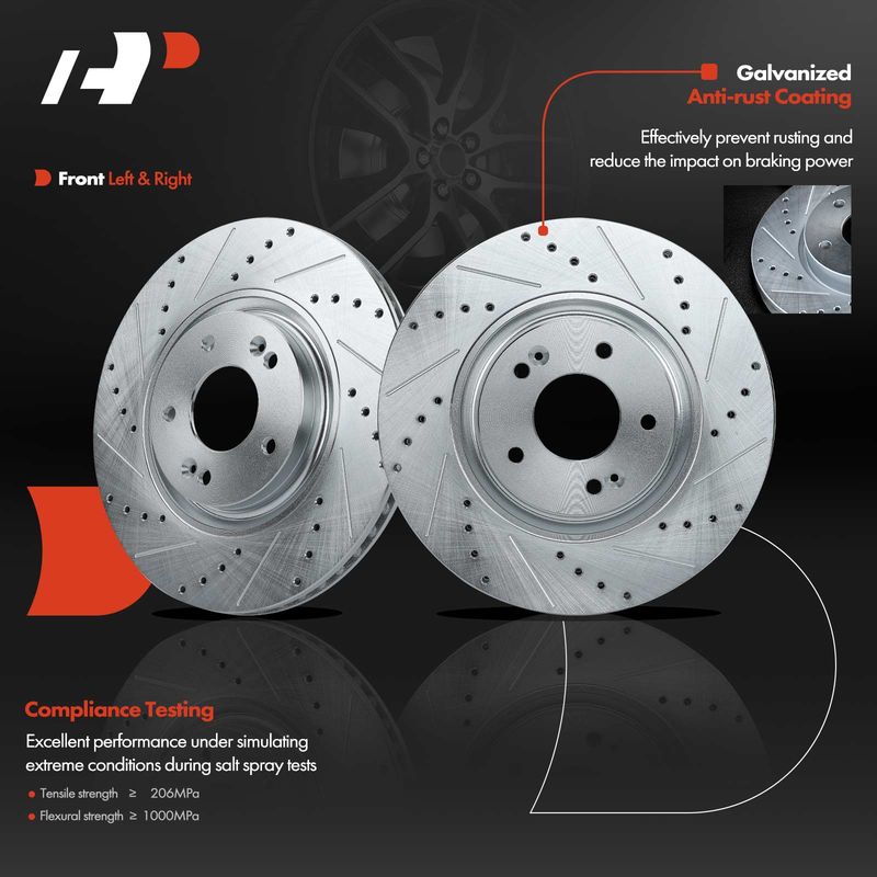 Front Drilled Brake Rotors for Hyundai Sonata Azera Nexo Kia Optima Sportage