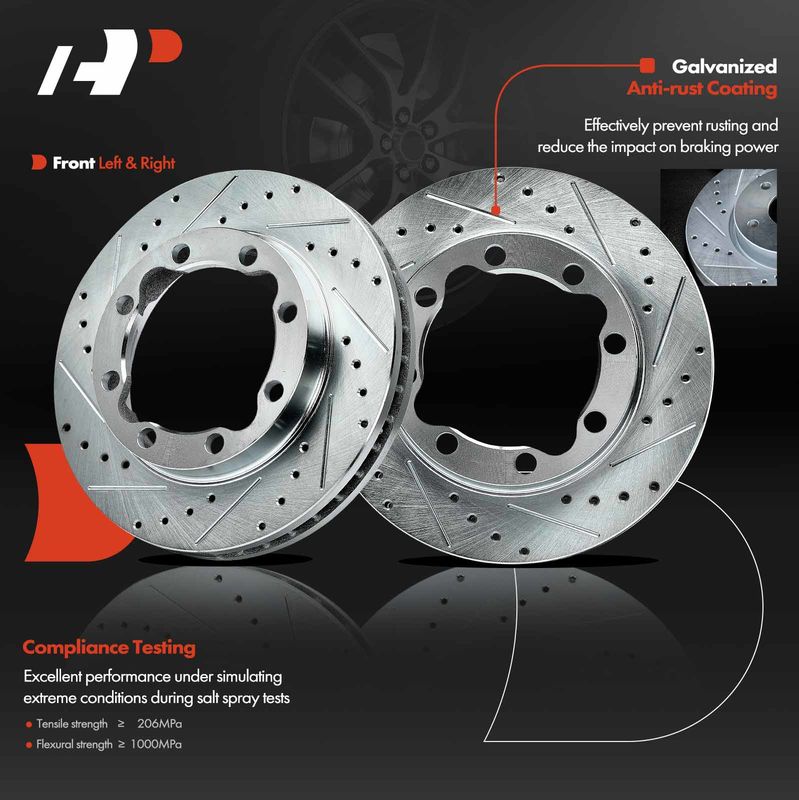 Front Drilled Brake Rotors for Chevrolet K3500 Dodge Ram 2500 3500 GMC