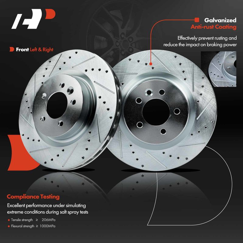 Front Drilled Brake Rotors for Land Rover Range Rover Sport 2006-2017 LR4
