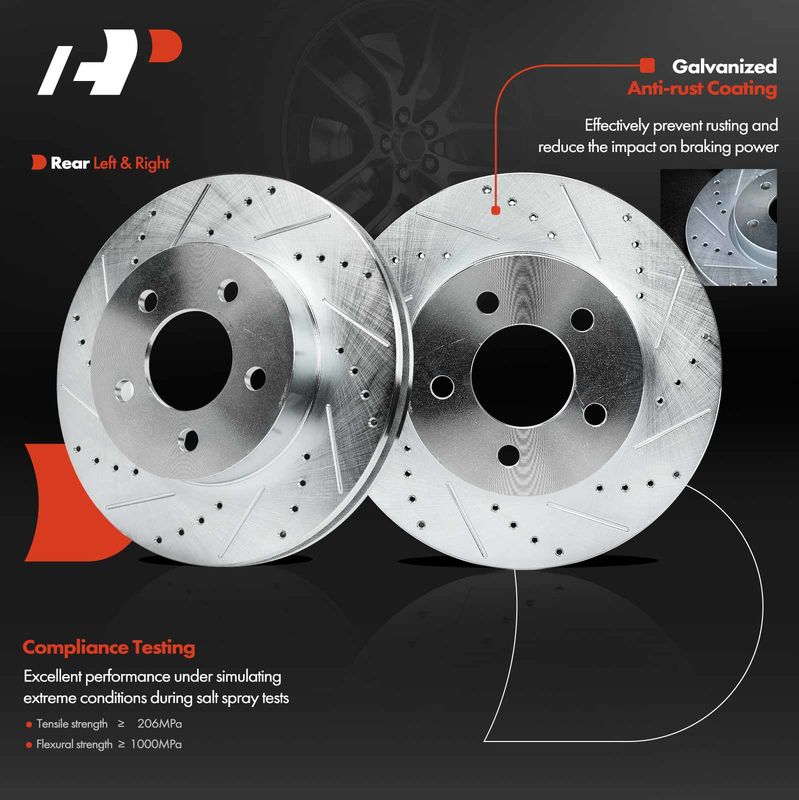 Front Drilled Brake Rotors for Jeep Liberty 2002-2007 L4 2.4L L4 2.8L V6 3.7L