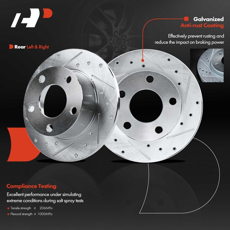 Rear Drilled Brake Rotors for Audi 100 A6 Quattro S6 Volkswagen Passat